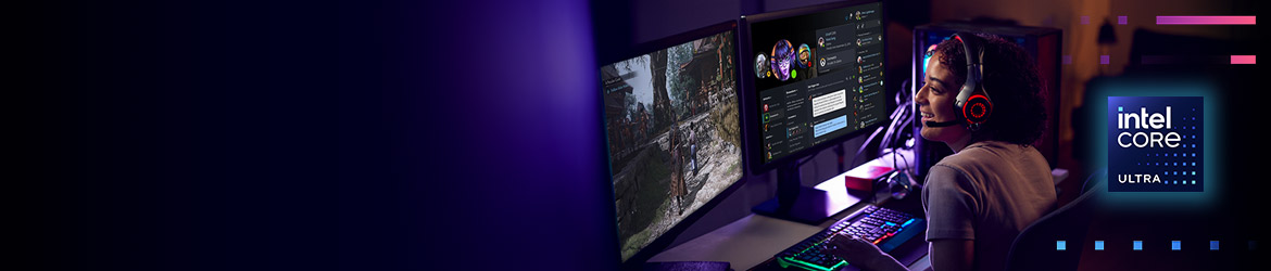 Intel® Core™ Ultra 200S Plus Spiele in Bestform. Kreiere ohne Pause. Die Intel® Core™ Ultra 200S Plus-CPUs wurden erschaffen für High-Performance-Gaming und reibungslose Kreativarbeiten. Konfiguriere noch heute dein System.